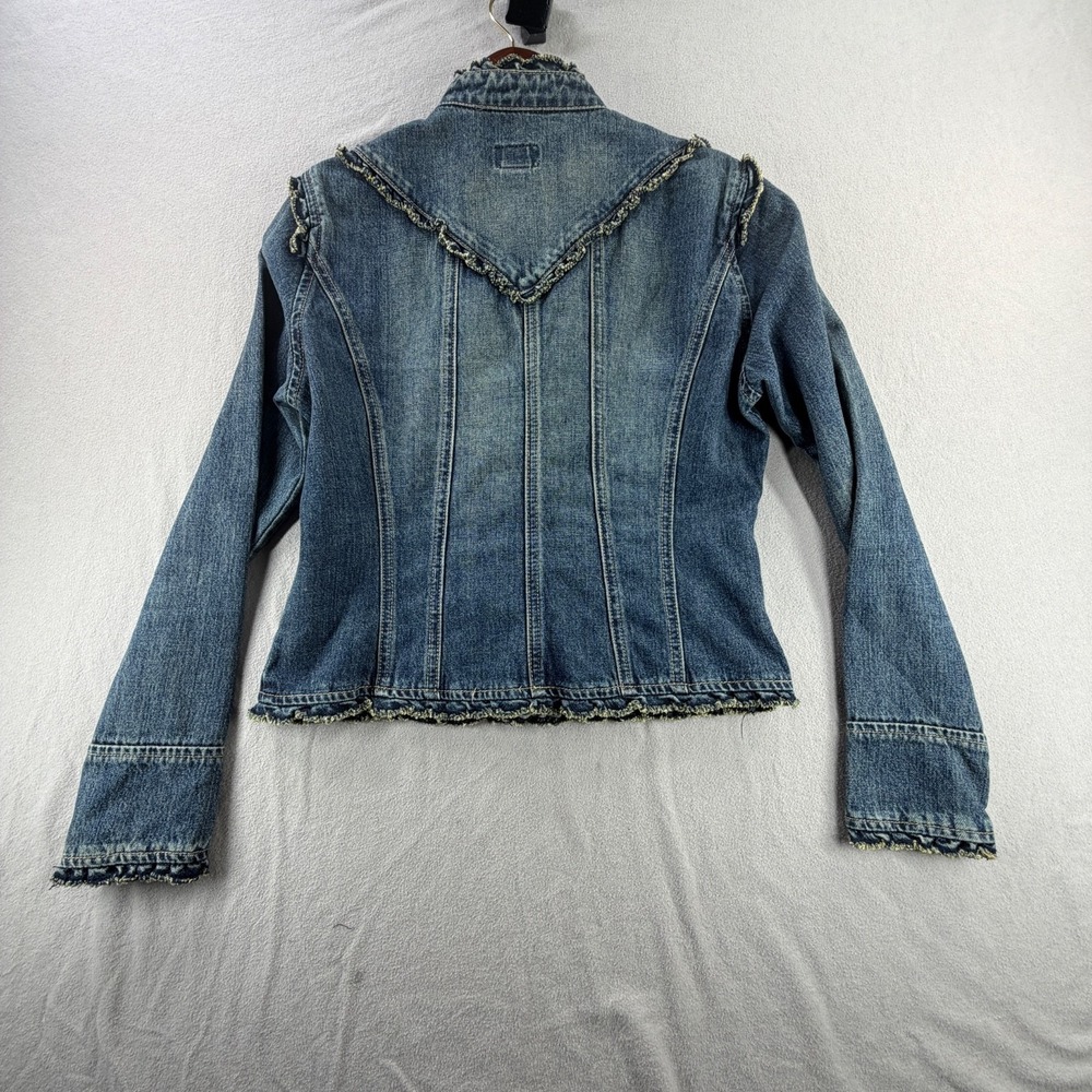 Rave Y2K Victorian Denim Jacket High Neck Hook & Eye Fitted Womens M - Picture 7 of 9